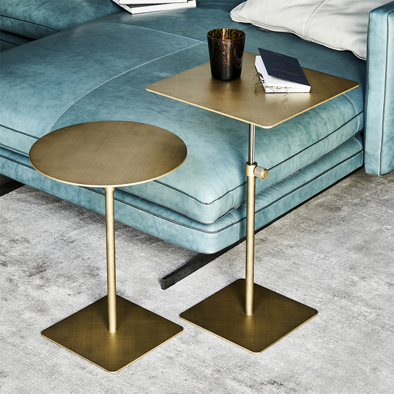 Hot Koop Nieuwe Design Gouden bijzettafel Moderne Gouden roestvrij staal Ronde bijzettafel Theftable Rvs Sofa Table