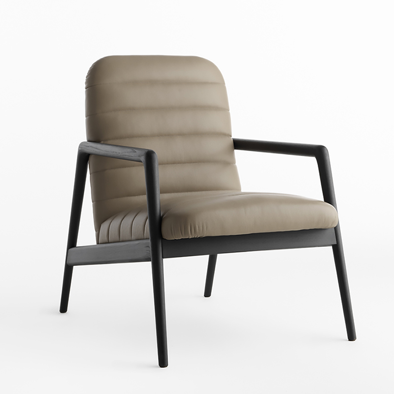 Italiaans minimalistisch ontwerp Hout lounge stoel enkele sofa lederen arm stoelen woonkamer