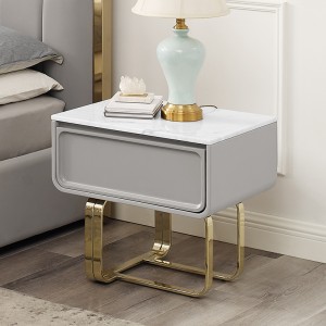 Frans goud roestvrijstalen pootnachtkastje luxenatuurlijk marmeren bed tafel kabinet